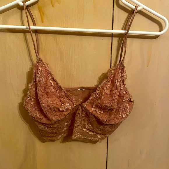 Free People Other - Free People Dusty Pink Floral Lace Bralette—Size S